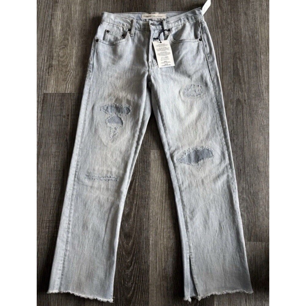 GAP 1969 Vintage Straight Distressed 100% Cotton Raw Hem Button Fly Jeans 24R - Picture 2 of 10
